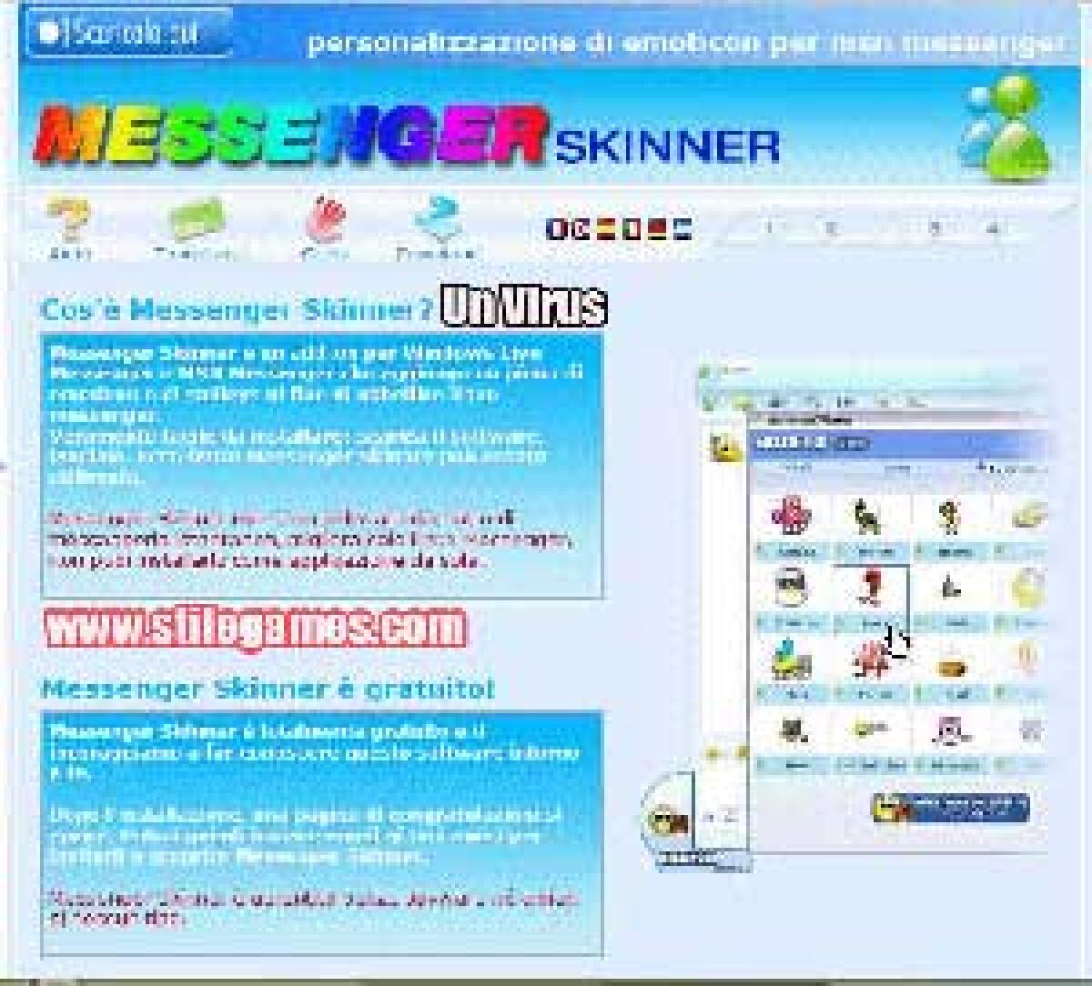 Messenger Skinner: Una truffa, un virus, un spyware - 