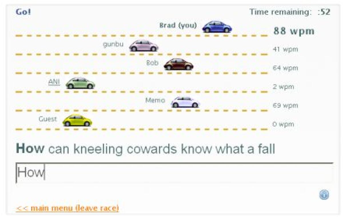 Typeracer, un gioco per migliorare la velocità di digitazione di testi divertendosi. - 