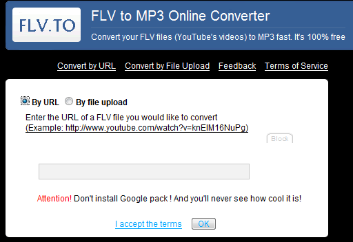 FLVto: un convertitore online da FLV a MP3