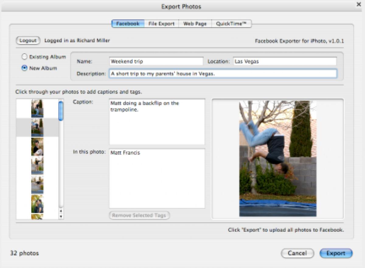 Importare foto da Iphoto a Facebook: Facebook Exporter! - 