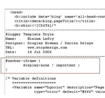 Come eliminare la Nav Bar dal nuovo Blogger.