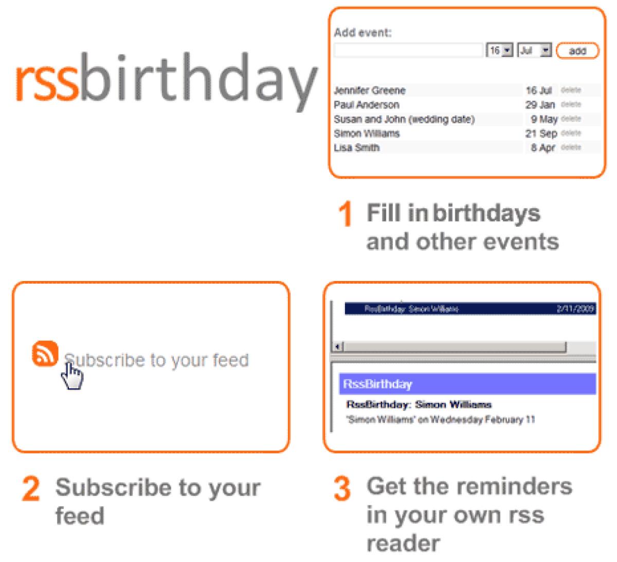 Ricevete un'avviso di compleanno dagli RSS Feed - 