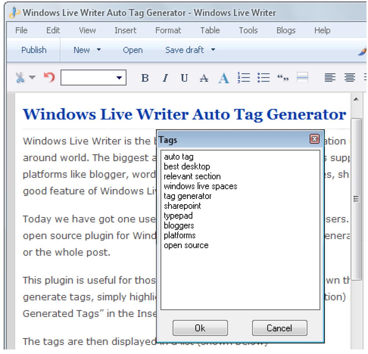 Come inserire tag automatiche con Windows Live Writer - 
