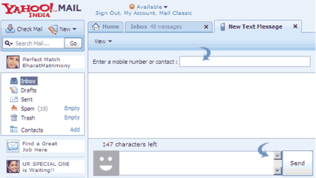 Come mandare sms dall'email di Yahoo - 