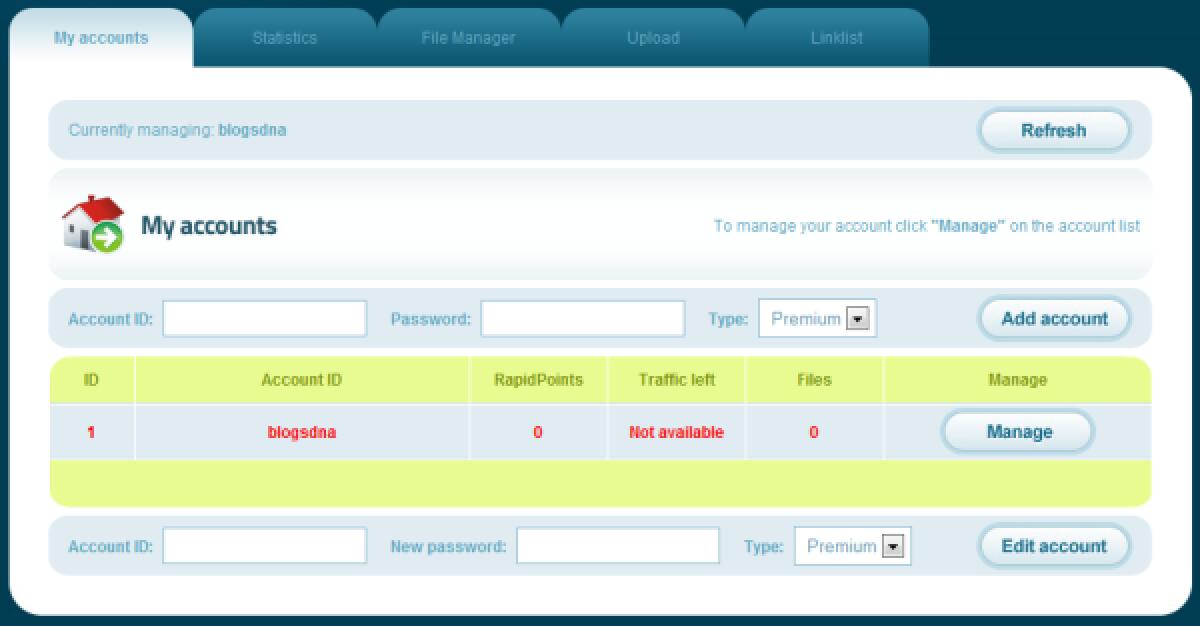 Getire più account Rapidshare - 
