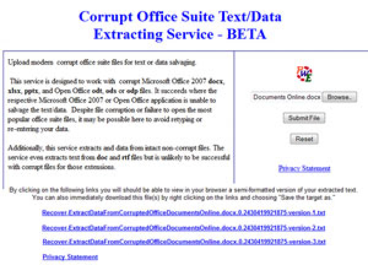 Estrarre/Ripristinare I dati da file  Docx, Xlsx, Pptx Online - 