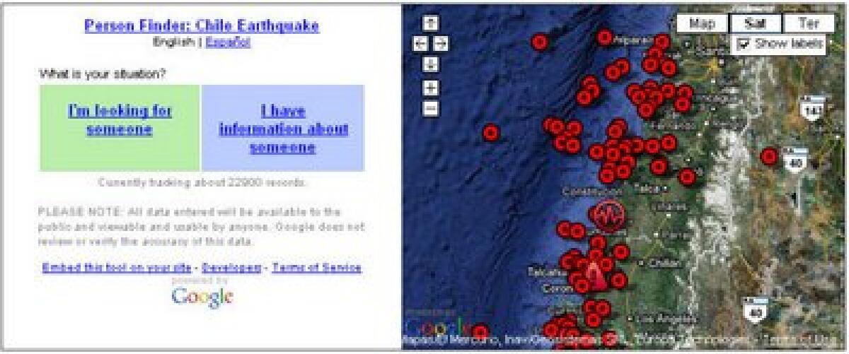 Chile Person Finder: Google a servizio dei dispersi della tragedia in Cile - 