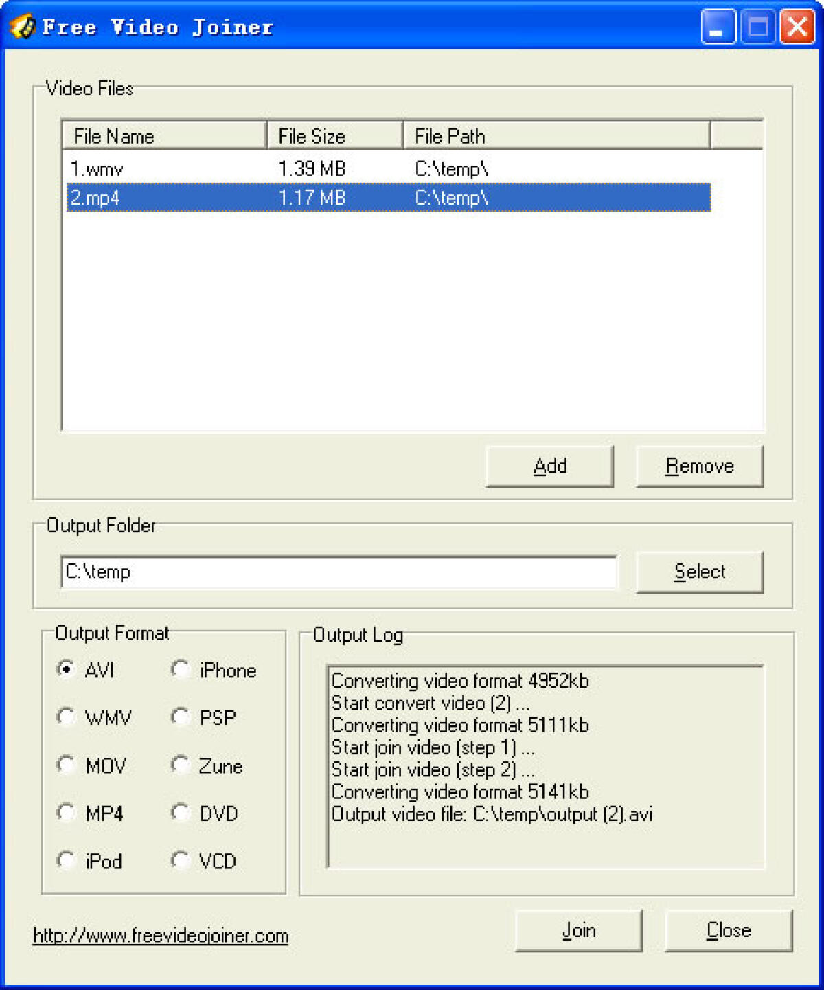 FreeVideo Joiner: Unire più video - 