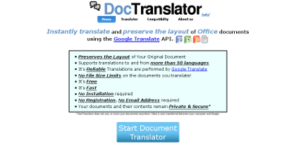 Tradurre e mantenere il formato di un testo con Free Online Document Translate