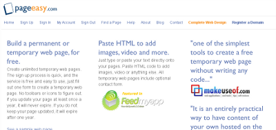 Creare una pagina web temporanea con Pageeasy