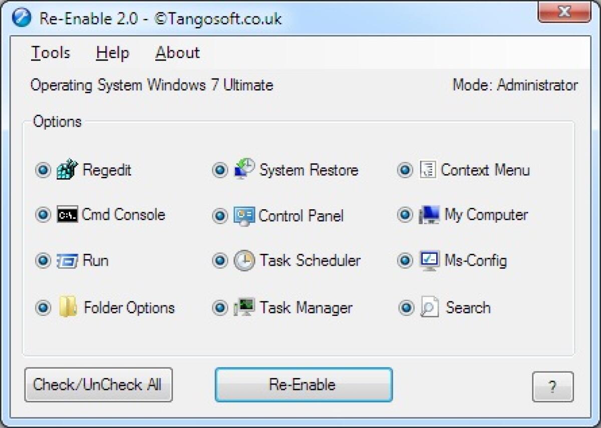 Windows: riabilitazione funzioni - 