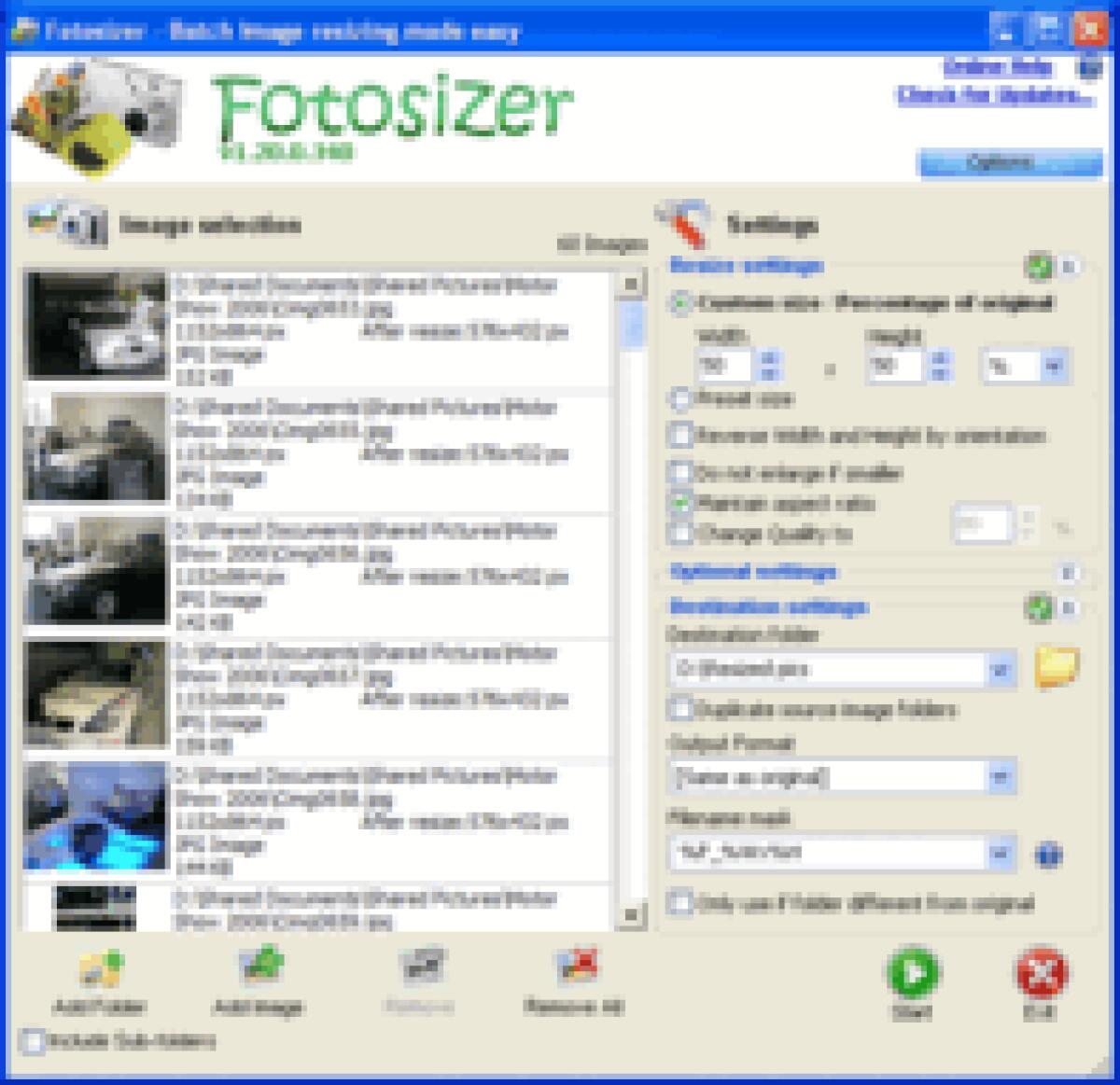 Ridimensionare più foto con Fotosizer - 
