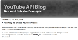 Nuovo embed Youtube HTML5