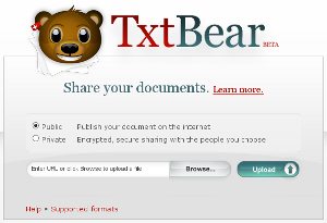 Condivisione di file online con TxtBear