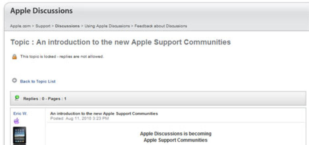 Il Forum di supporto di Apple si rinnova - 