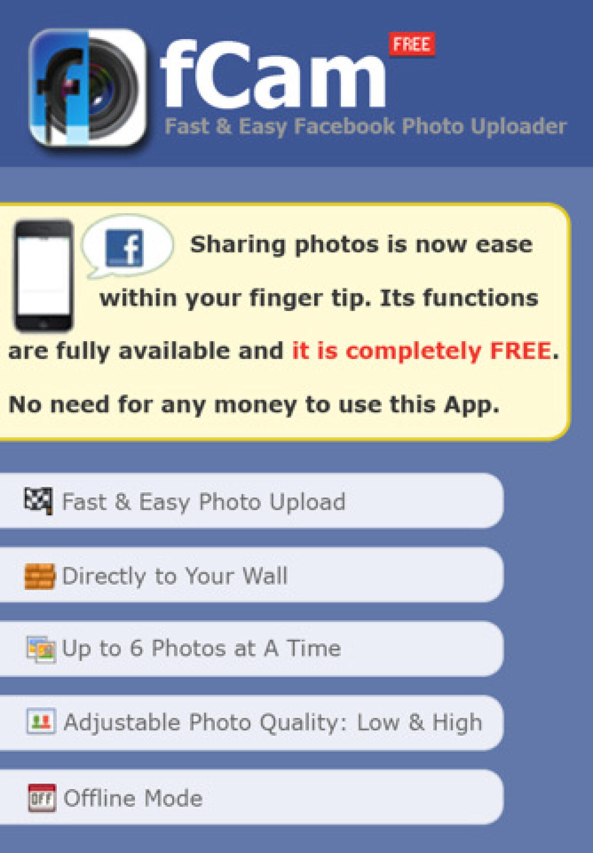 iPhone carica le vostre foto su Facebook con la nuova applicazione fCam - 
