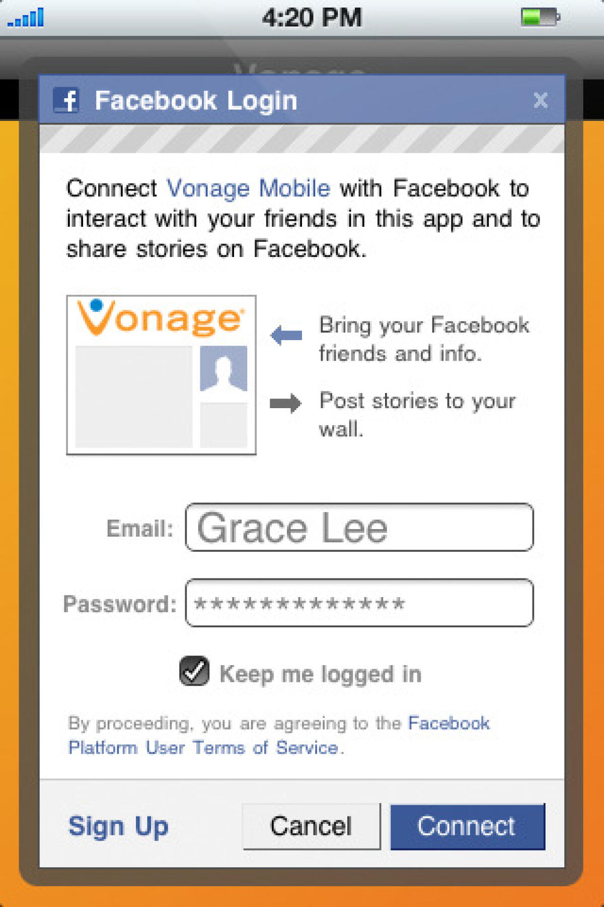 iPhone: chiama gratis gli amici di Facebook o scambia messaggi con l'applicazione Vonage Mobile per Facebook - 