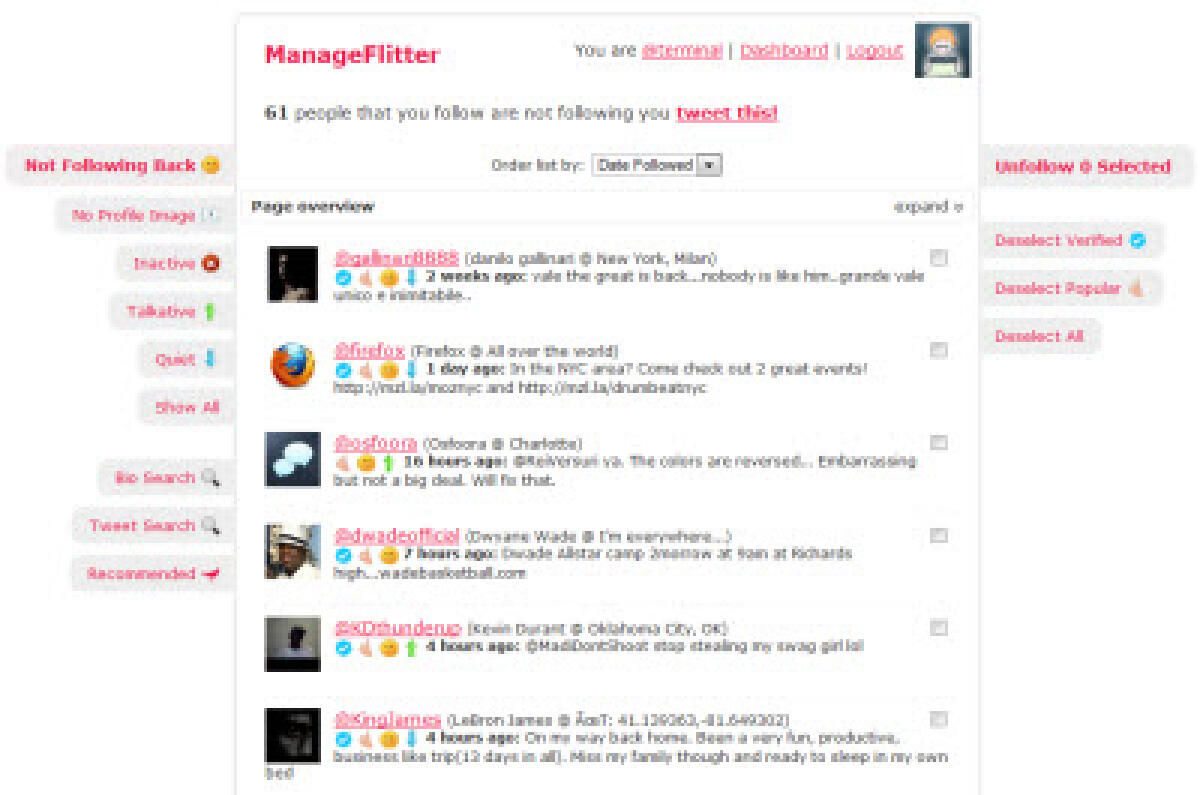 Gestione Twitter: ManageFlitter - 