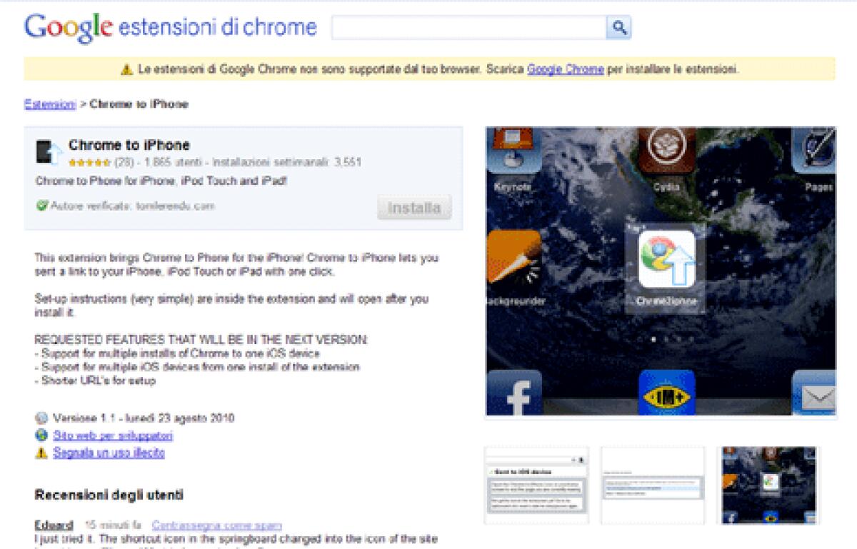 Chrome to iPhone, nuovo plugin per il noto browser ed iPhone - 