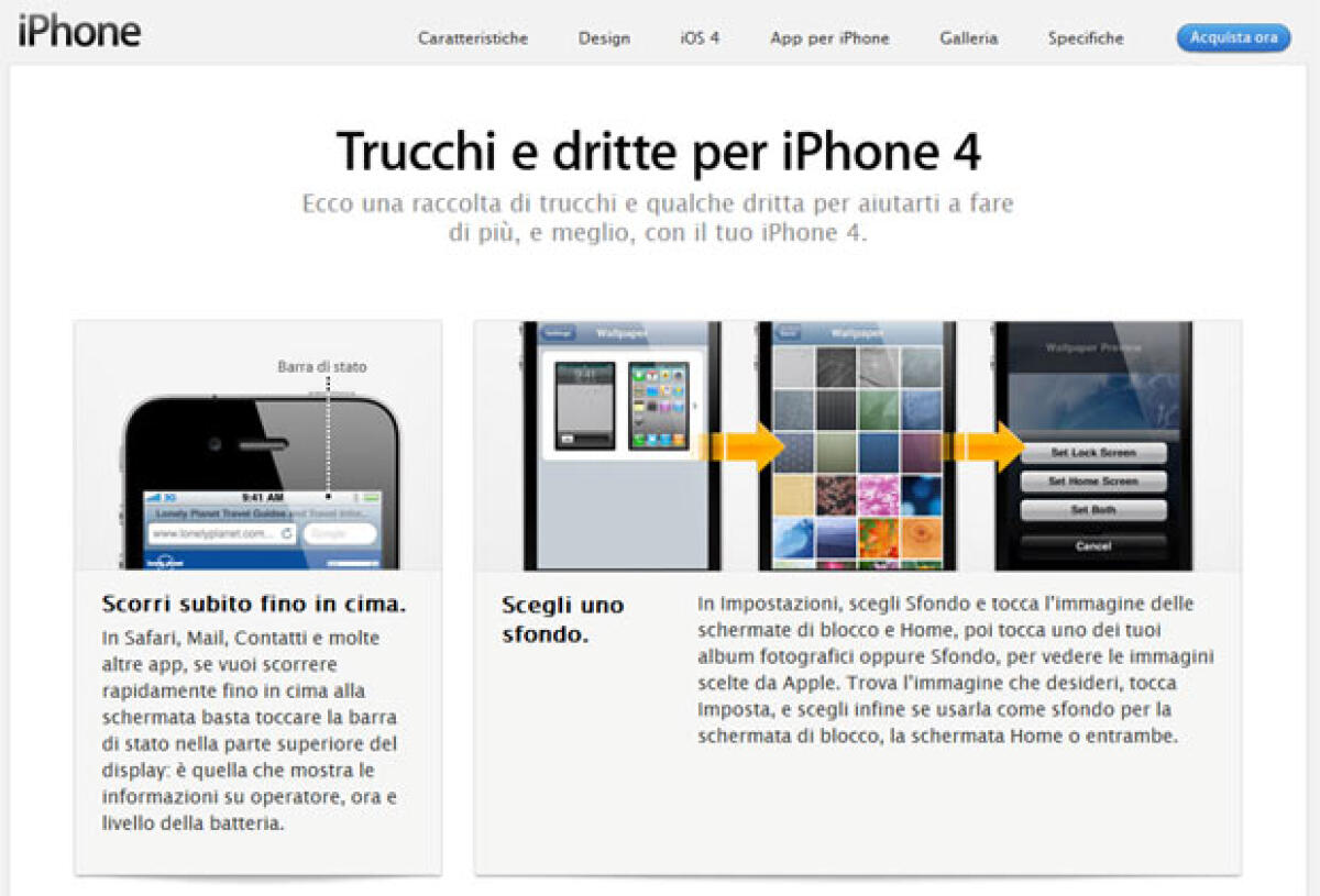 iPhone 4: Apple pubblica sul sito una miniguida con trucchi e dritte - 