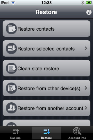 iPhone: backup online dei contatti e relativo ripristino con l'applicazione IDrive Lite