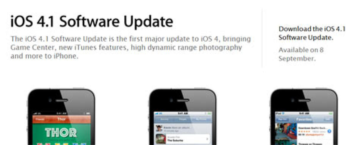 iOS 4.1 per iPhone ed iPod Touch sara' disponibile sul sito Apple dall'8 settembre - 