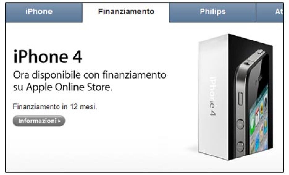 iPhone 4 acquistabile con finanziamento su Apple Store Online - 