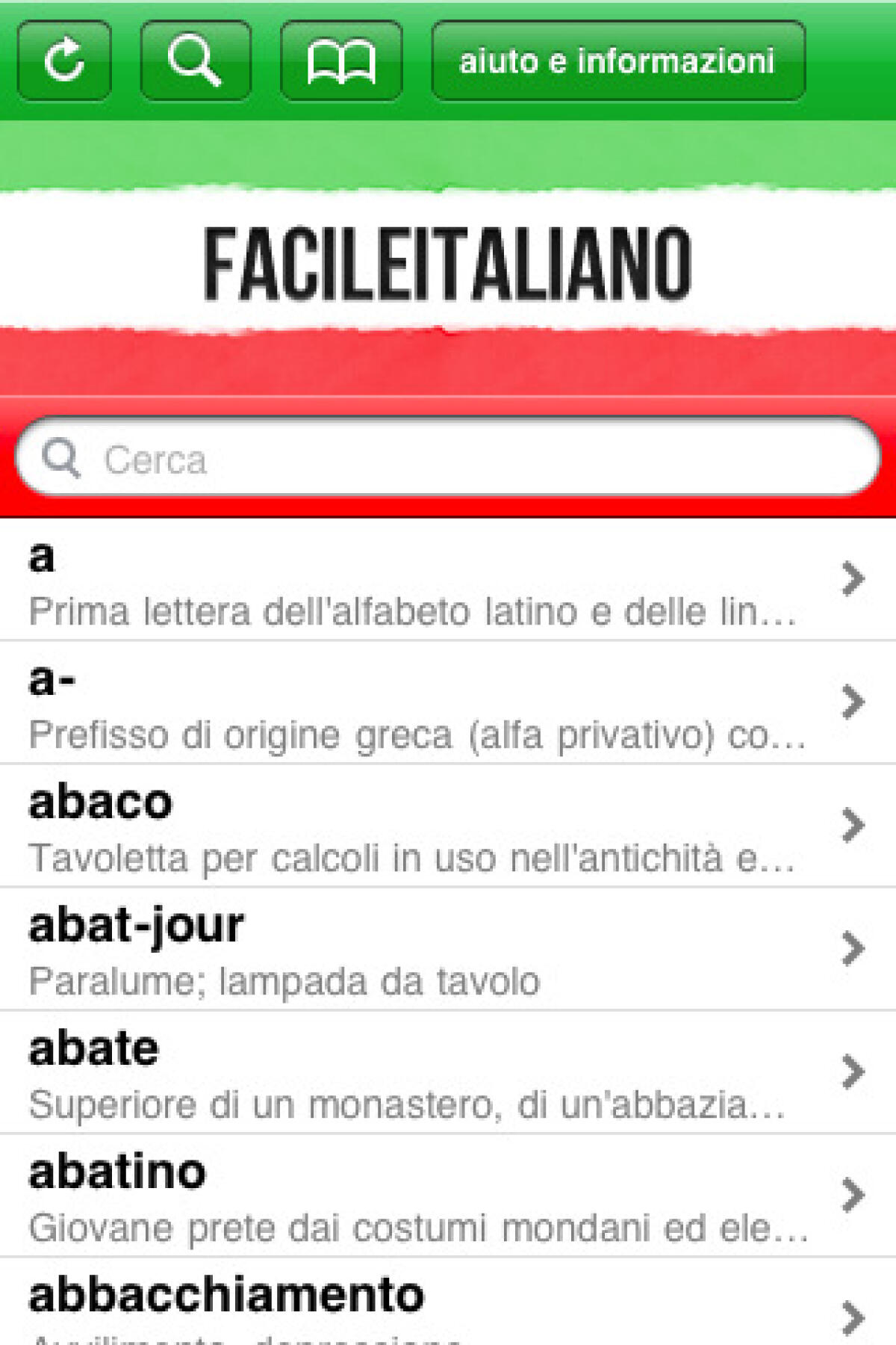 facile Italiano, il nuovo vocabolario di italiano per iPhone - 