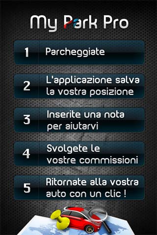 iPhone memorizza l'esatto luogo ove hai parcheggiato l'auto con myPark Pro
