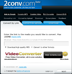 2Conv.com, servizio per convertire e scaricare video
