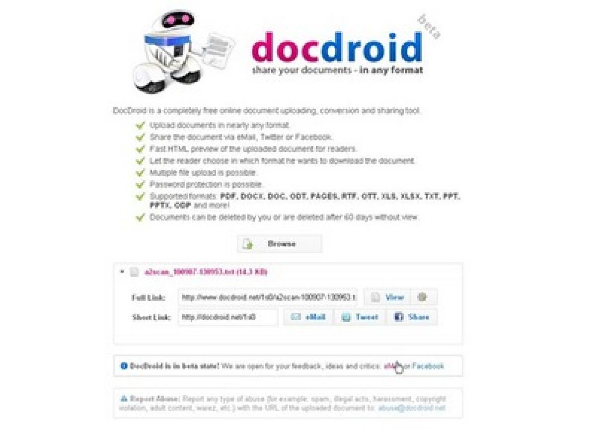 Condivisione documenti online con DocDroid - 