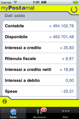 Il tuo conto postale su iPhone con l'applicazione myPostamat
