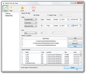 Disco pulito con Delete Files