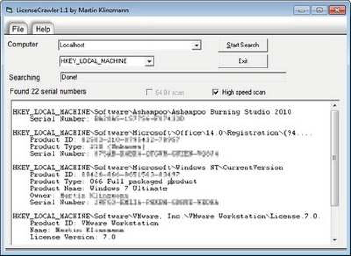 Recuperare numero seriale programmi - 