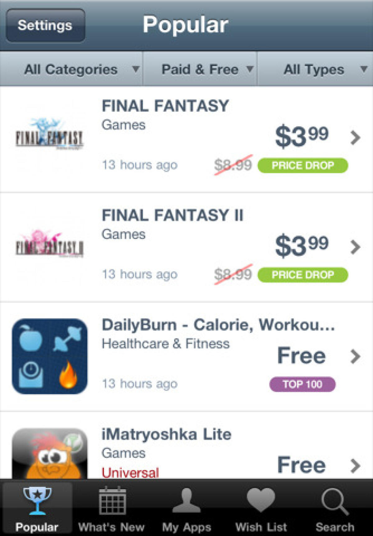 Sconti e promozioni in App Store: da oggi sarai avvisato da AppShopper 1.3 - 