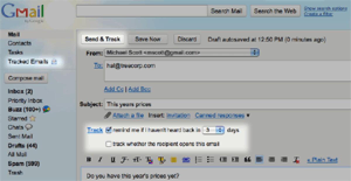 Tracciamento e-mail con Gmail - 