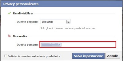 Limitazione utenti Facebook