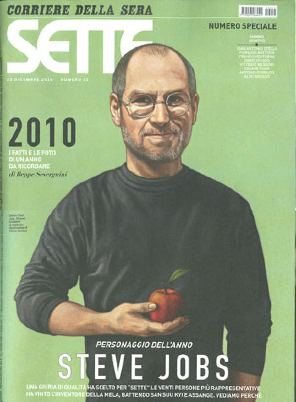 Steve Jobs nominato "Personaggio dell'Anno" dal settimanale italiano Sette - 