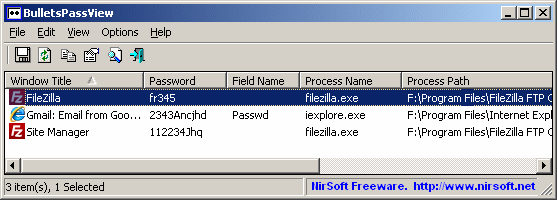 Recuperare password con BulletsPassView
