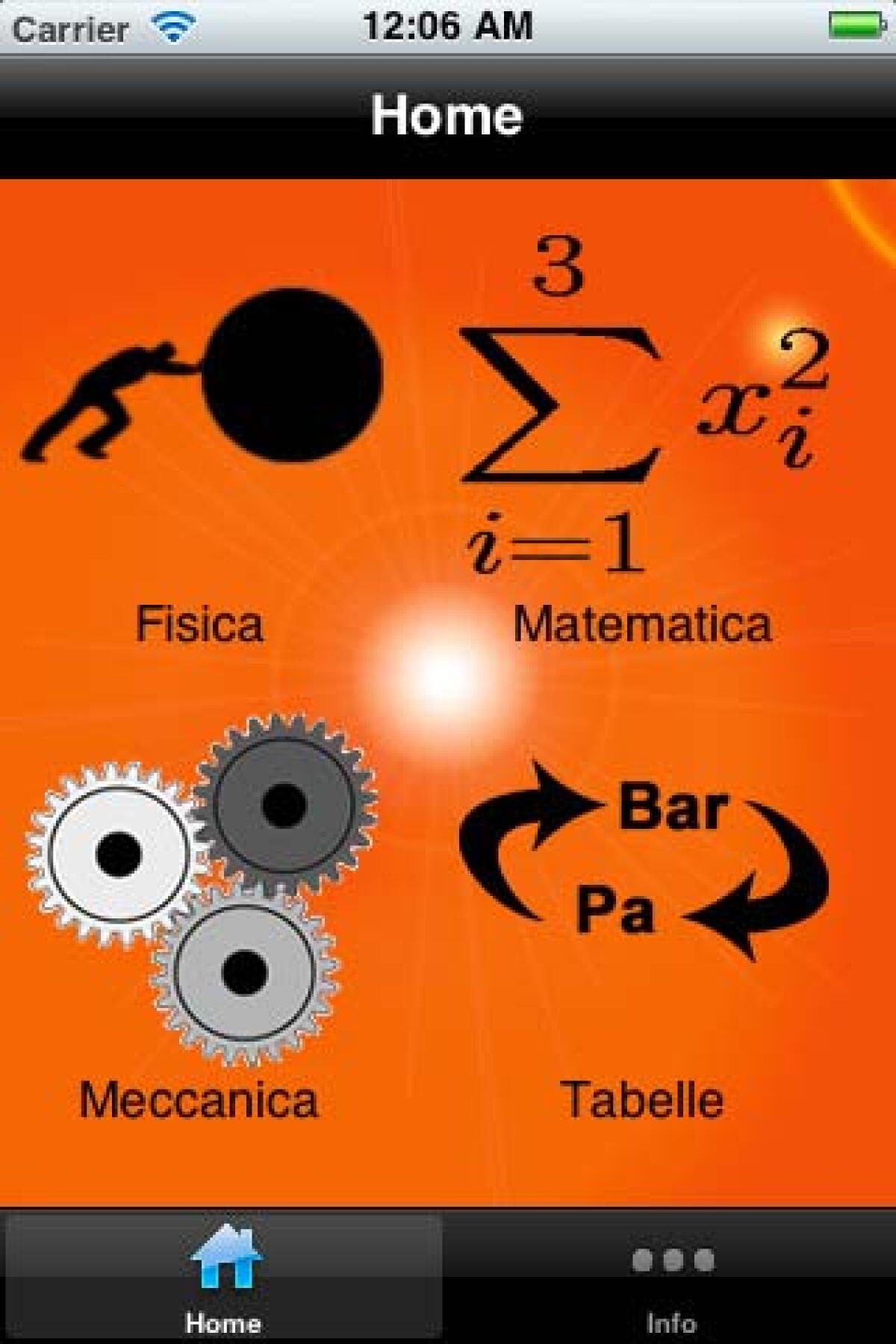 Formule e definizioni di Matematica, Fisica e Meccanica su iPhone con l'app iIng formulario - 