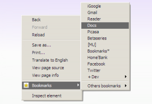 Preferiti di Google dal menu contestuale