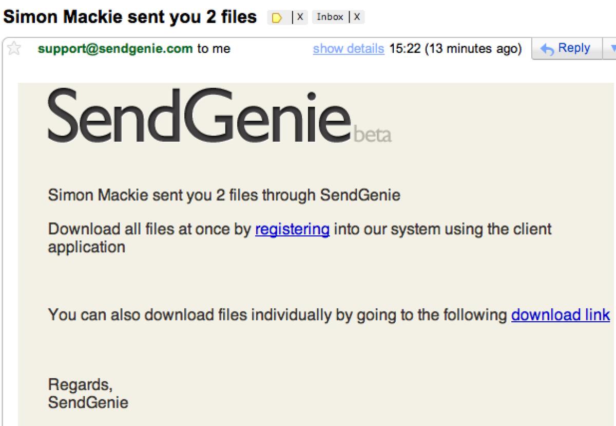 Condivisione file con SendGenie - 