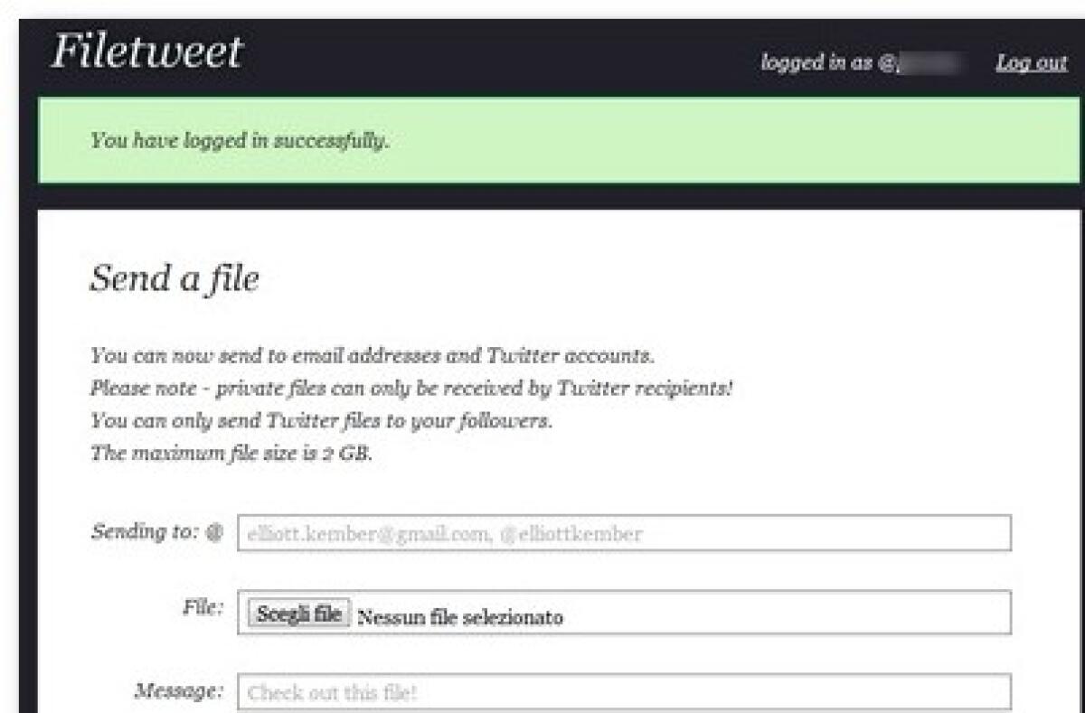Condividere file su Twitter con FileTweet - 