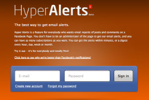 Hyper Alerts servizio per monitorare le pagine Facebook via mail