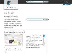 Curate.us servizio per creare screenshot di parti di pagine