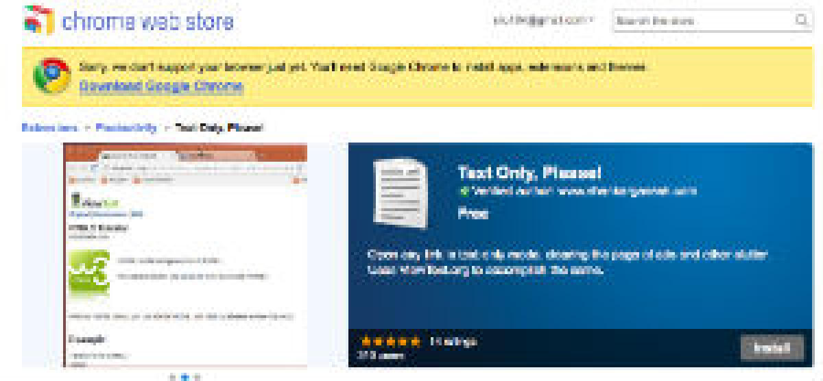 Text Only Please! add on Chrome per eliminare contenuti dalle pagine - 