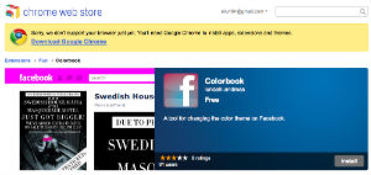 ColorBook add-on Chrome per cambiare colore a Facebook - 