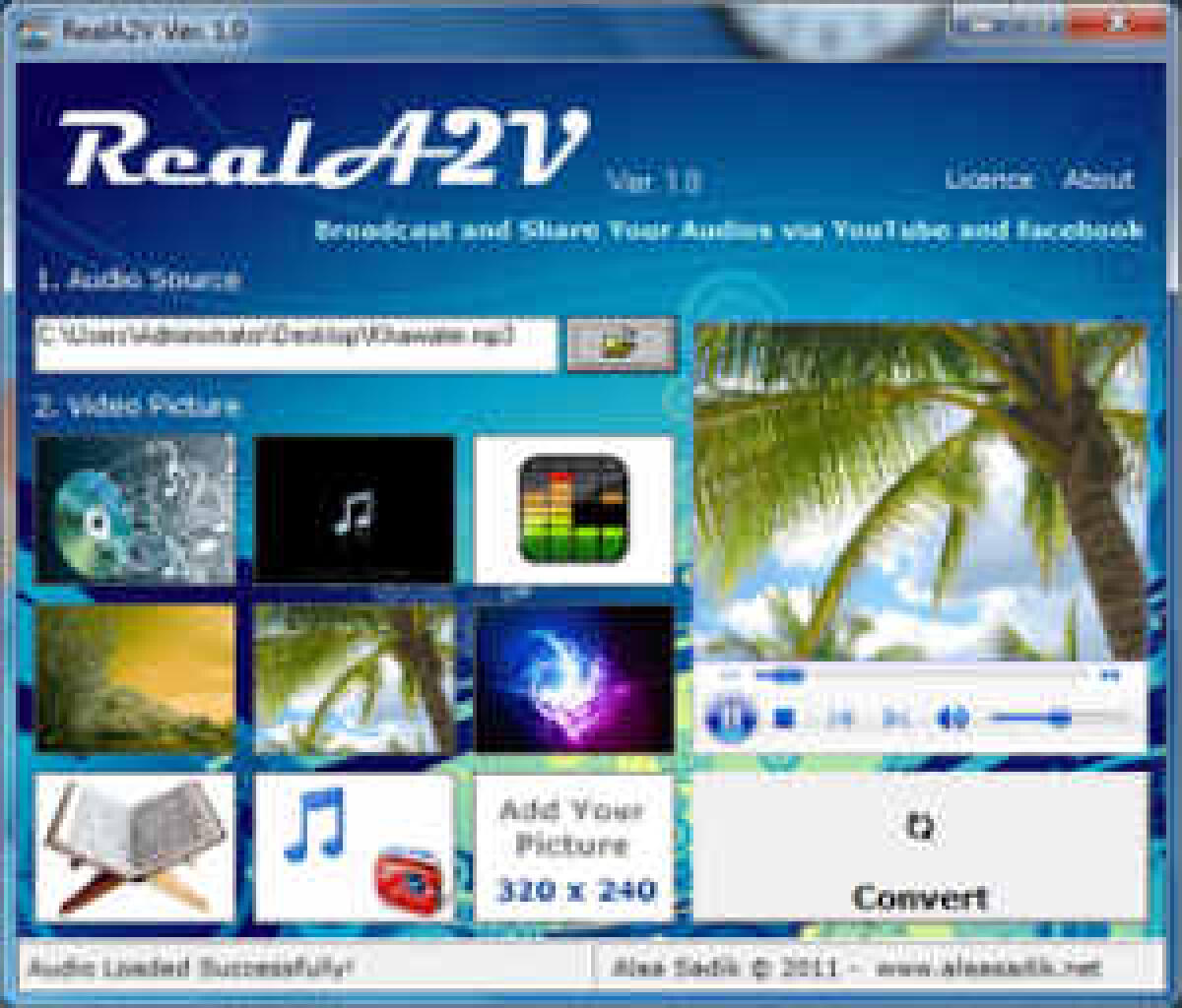 RealA2V convertire file audio in video - 