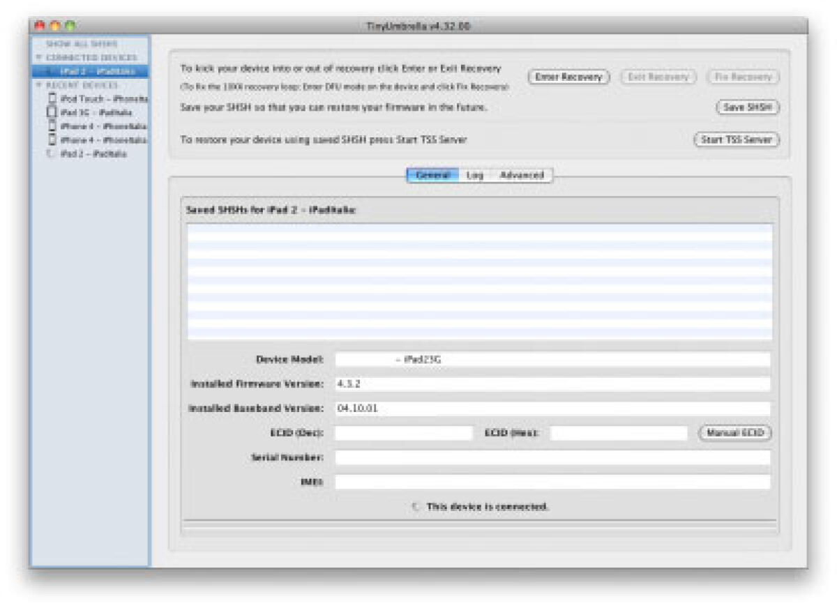 TinyUmbrella: supporto per iOS 4.3.2 - 