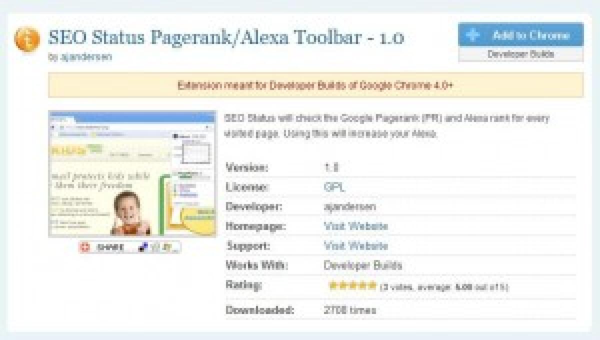 Informazioni SEO su GoogleChrome - 